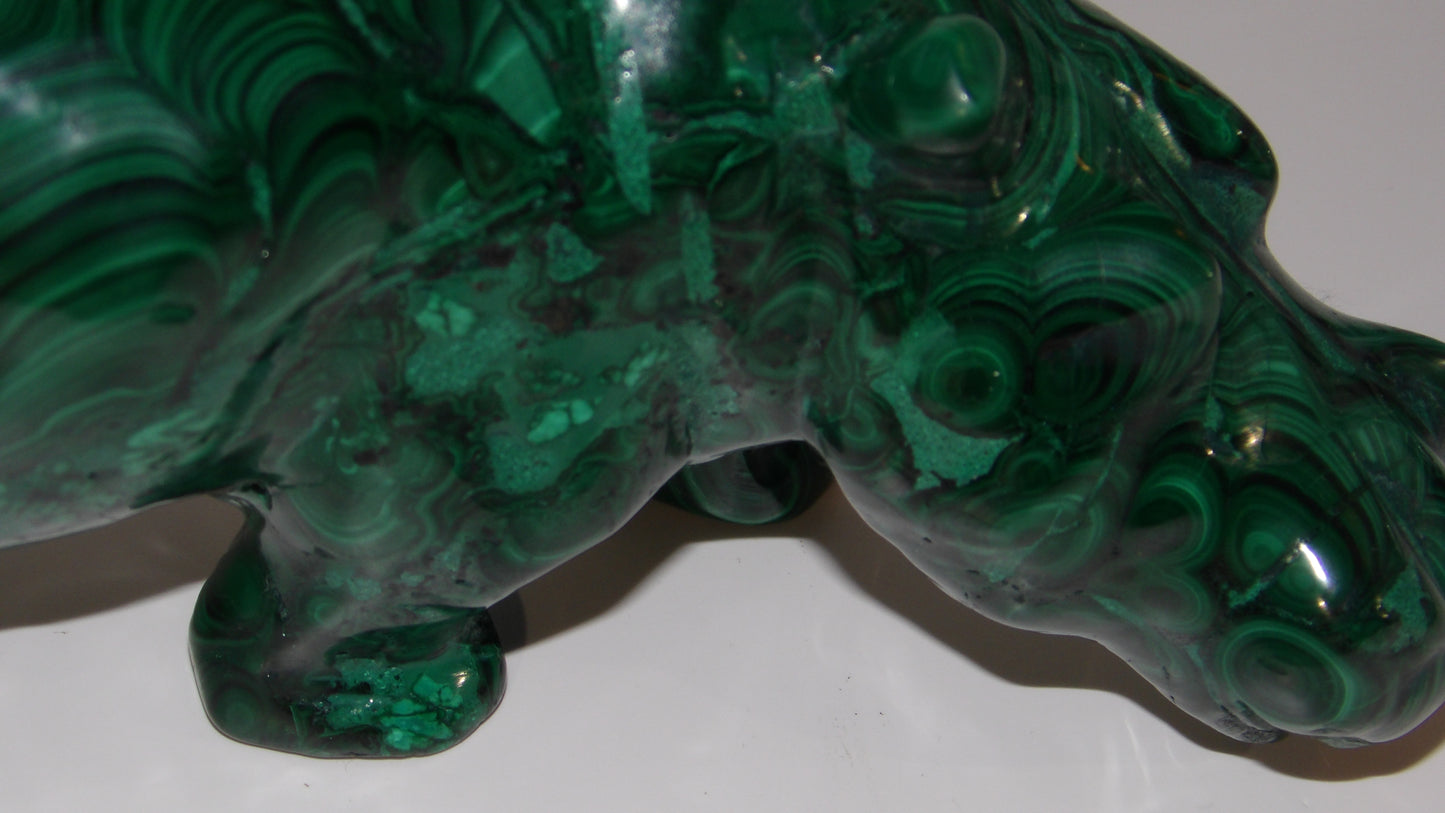 Malachite hand Carved Hippo- hippopotamus, Sculpture