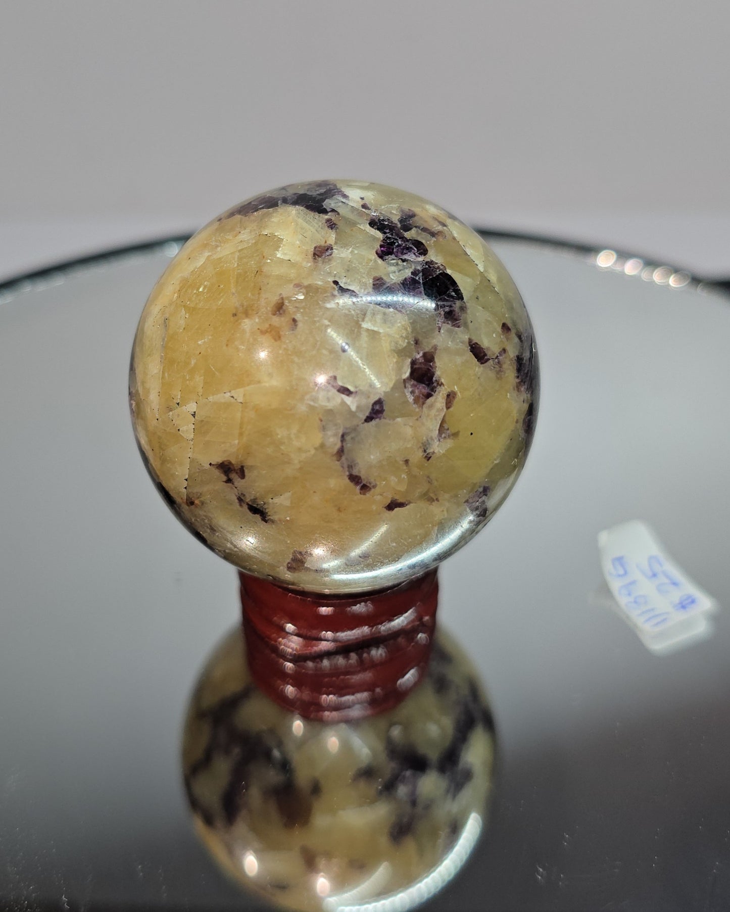 Purple fluorite in yellow/ orange calcite "Purple haze" spheres