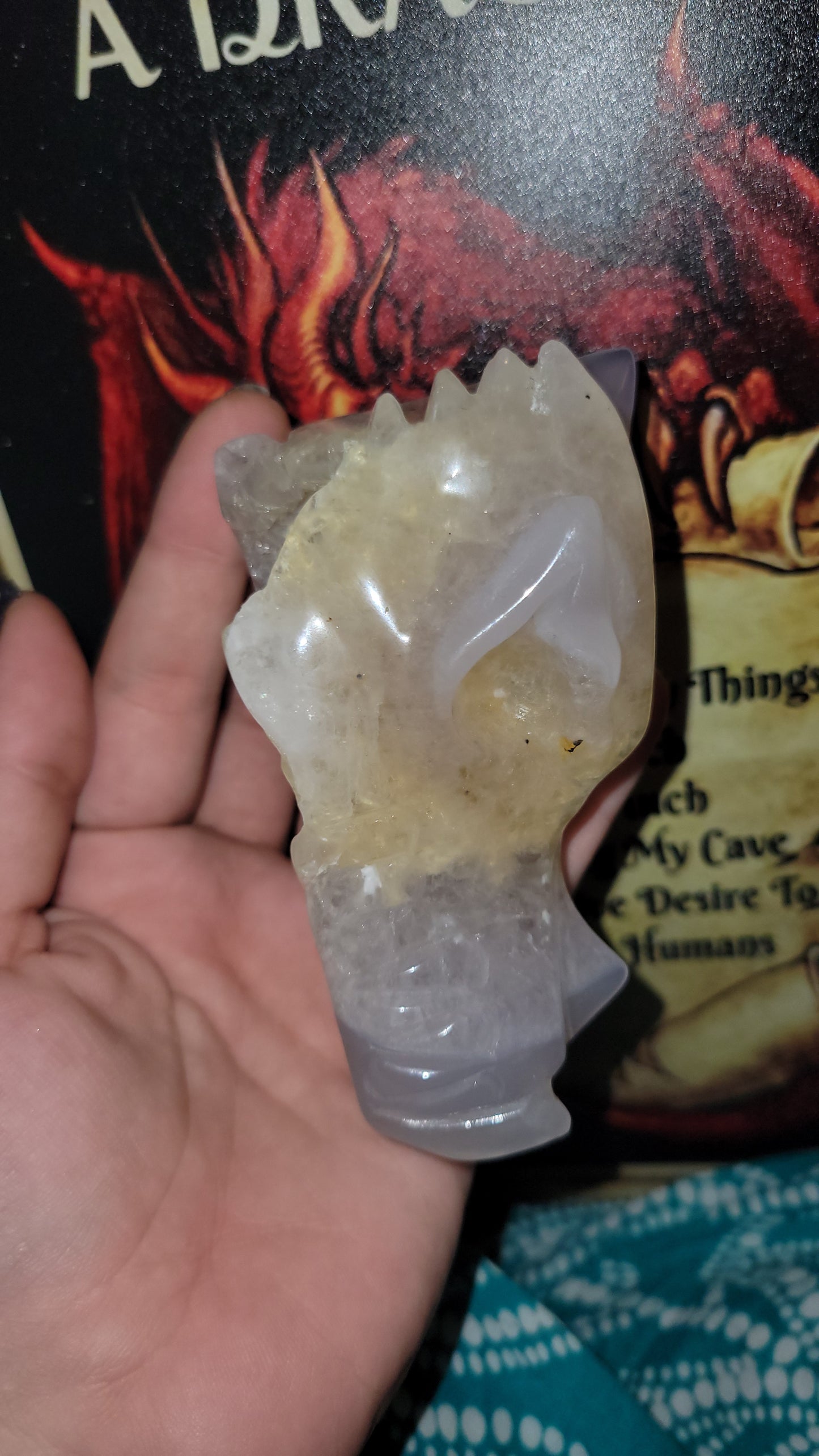 Crystal gate dragon head - pocket full of Chucky drusy