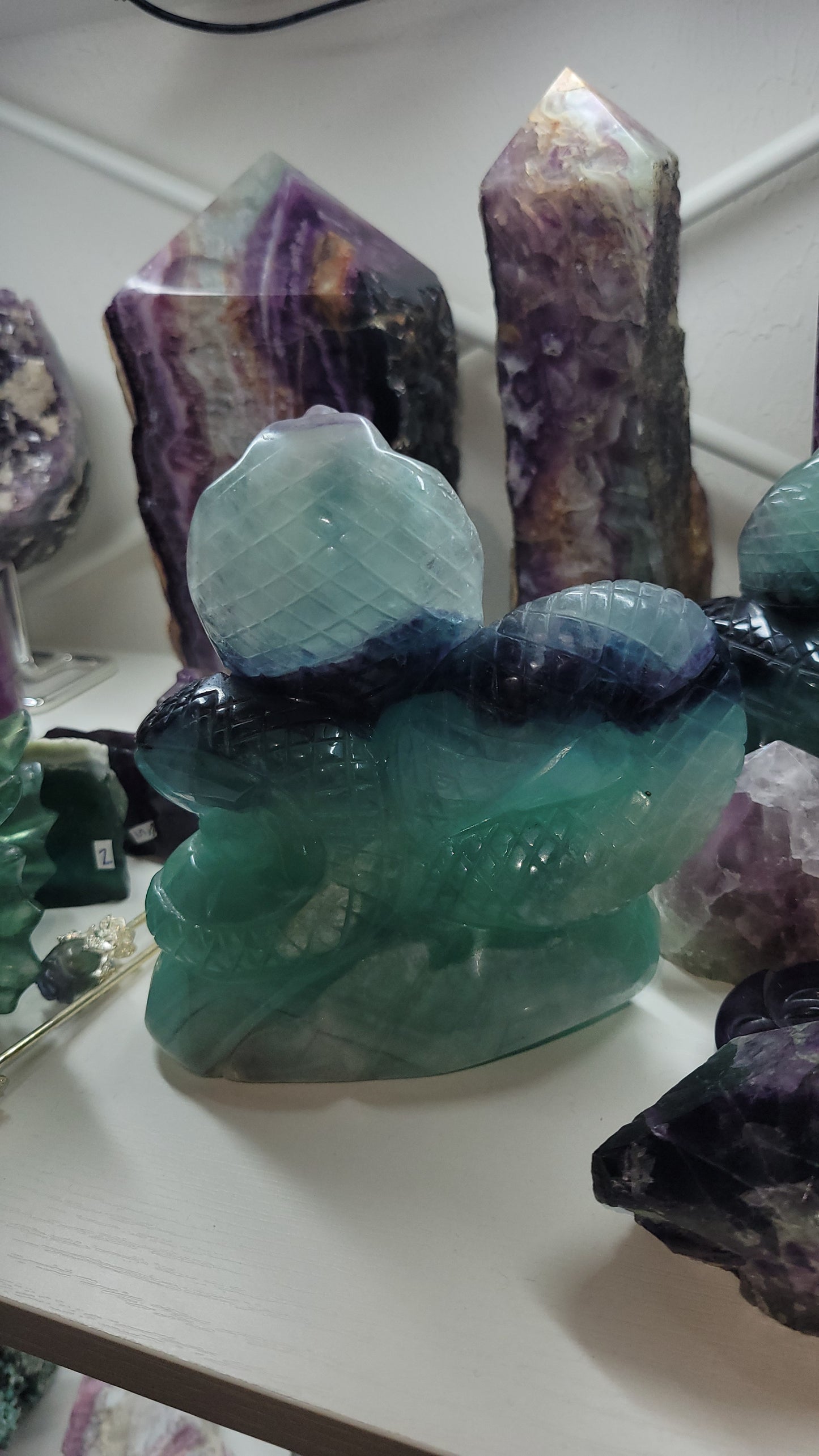 Beautiful fluorite crystal Cobra snake hand carved