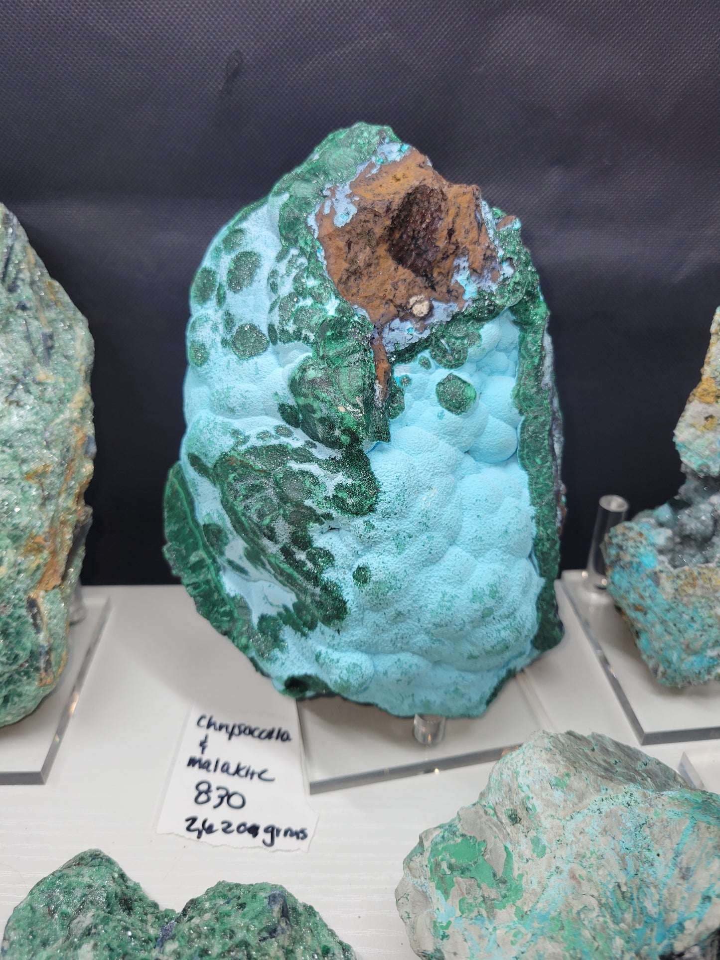 Chrysocolla and Malachite crystal museum piece