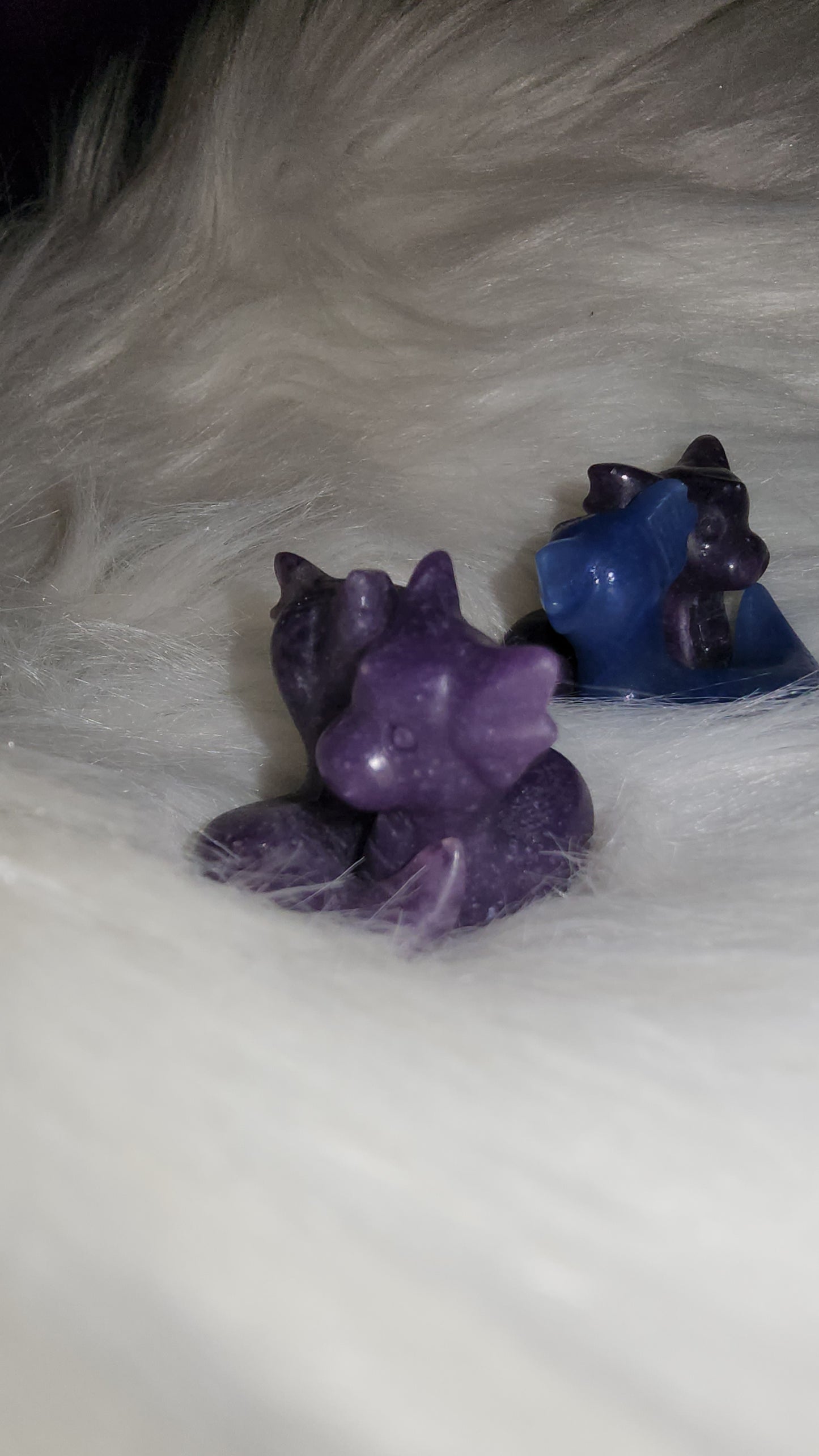 Mini hugging dragons lepidolite & blue adventurine yinyang