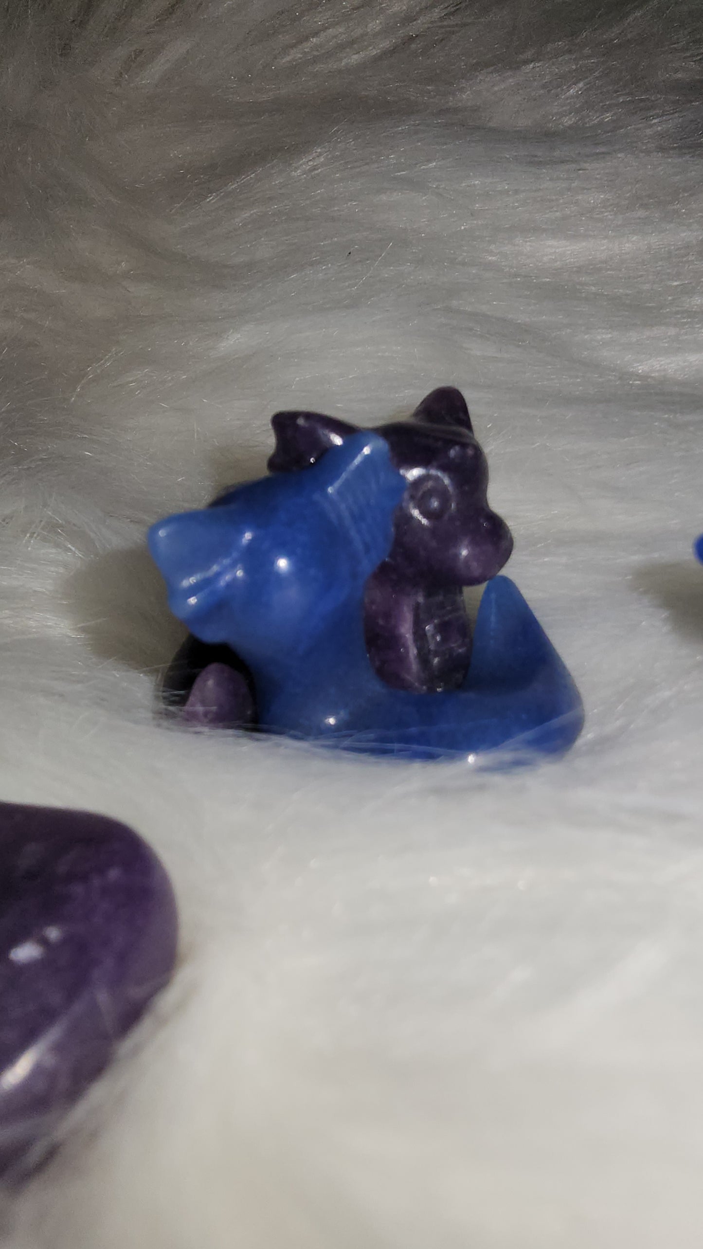 Mini hugging dragons lepidolite & blue adventurine yinyang