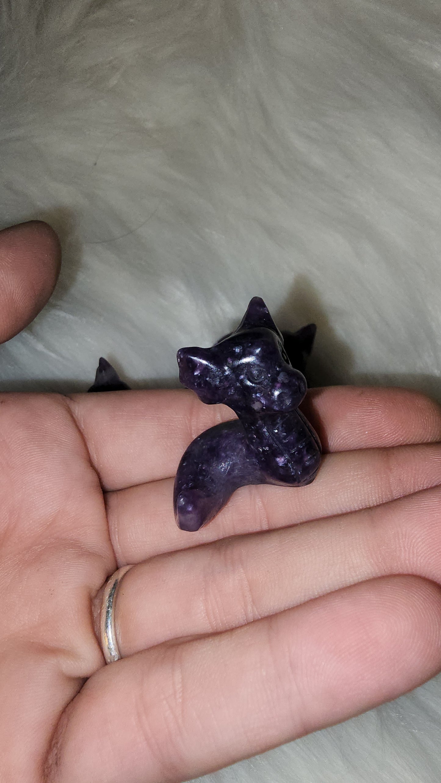Mini hugging dragons lepidolite & blue adventurine yinyang