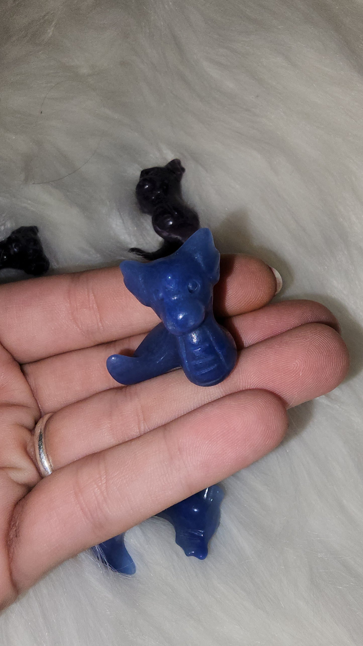 Mini hugging dragons lepidolite & blue adventurine yinyang