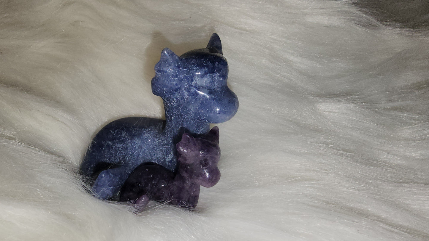 Mini hugging dragons lepidolite & blue adventurine yinyang