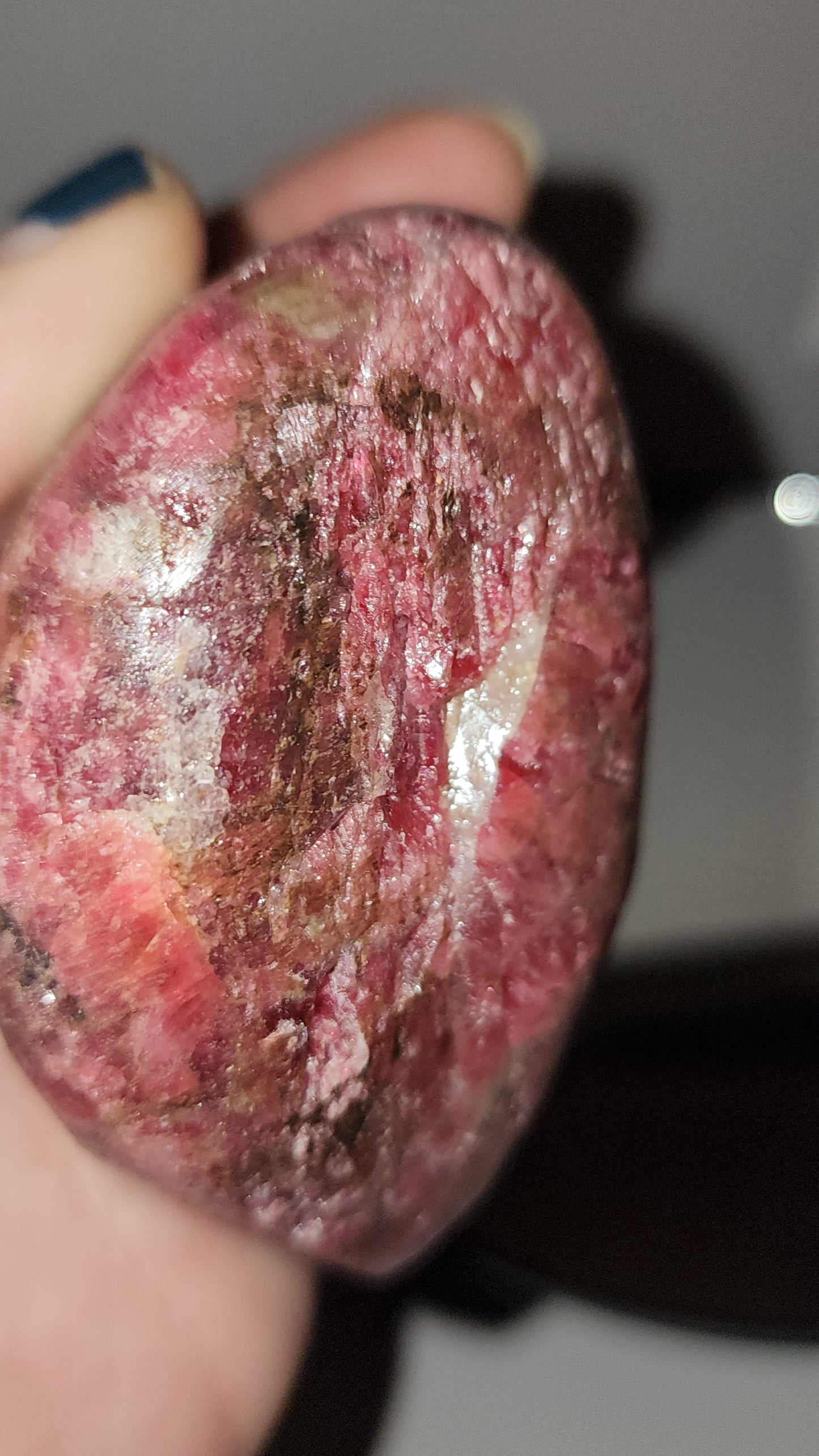 Pink rhodonite huge palm / freeform