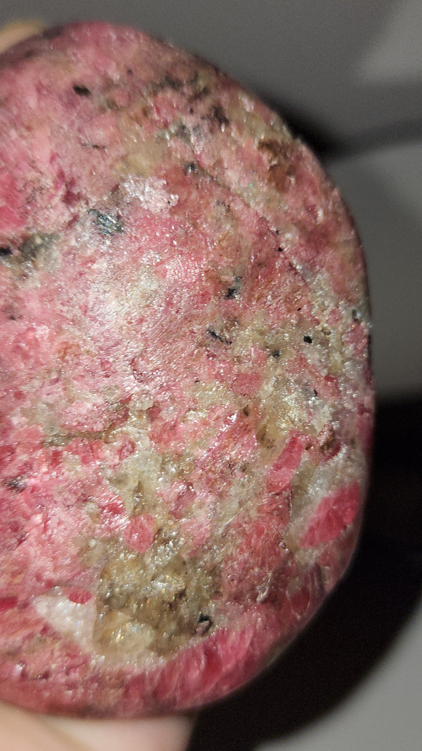 Pink rhodonite huge palm / freeform
