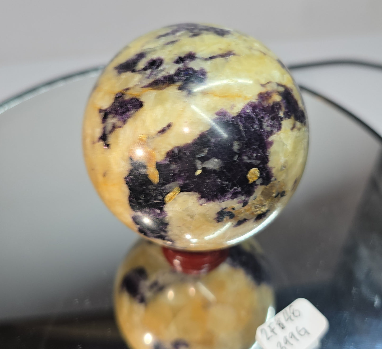 Purple fluorite in yellow/ orange calcite "Purple haze" spheres
