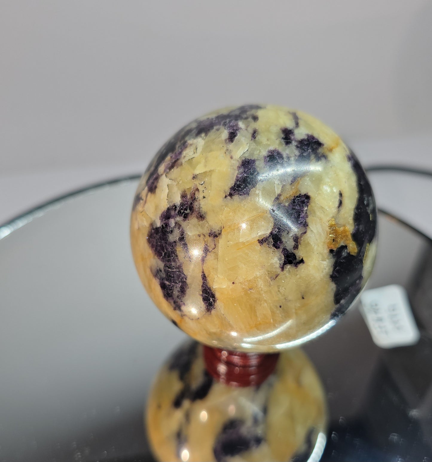 Purple fluorite in yellow/ orange calcite "Purple haze" spheres