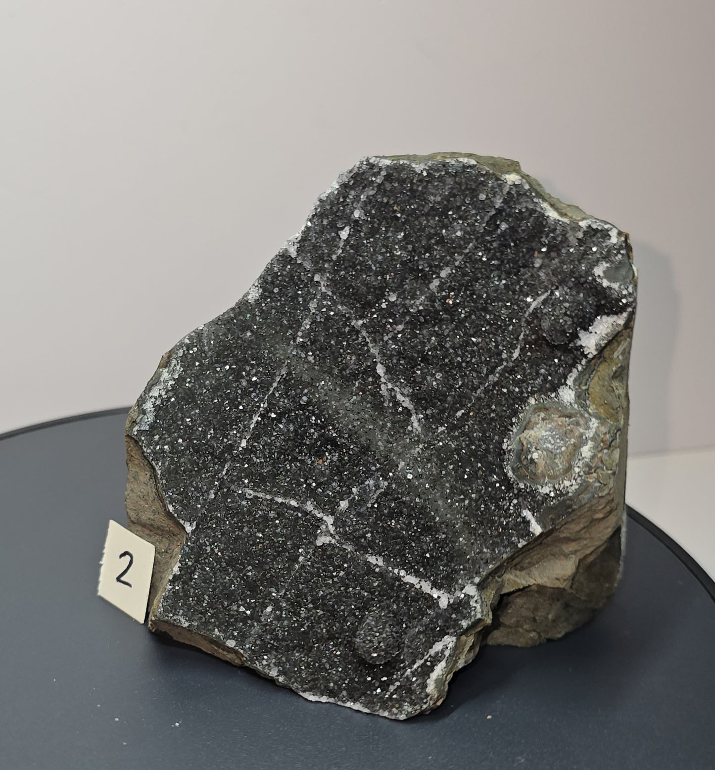 Black, dark purple, sparkling Amethyst cut base, Cathedral, Standing Geode from brazil