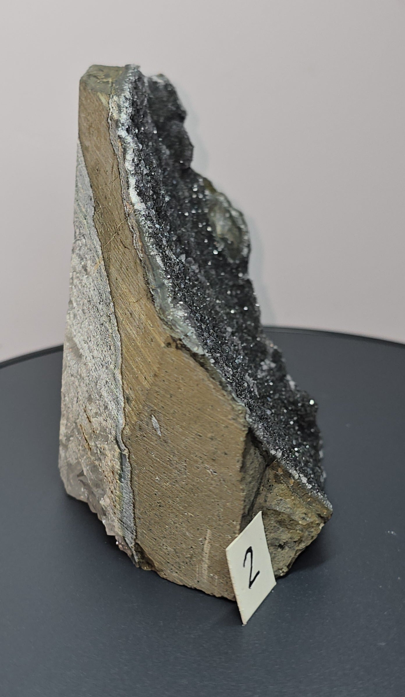 Black, dark purple, sparkling Amethyst cut base, Cathedral, Standing Geode from brazil