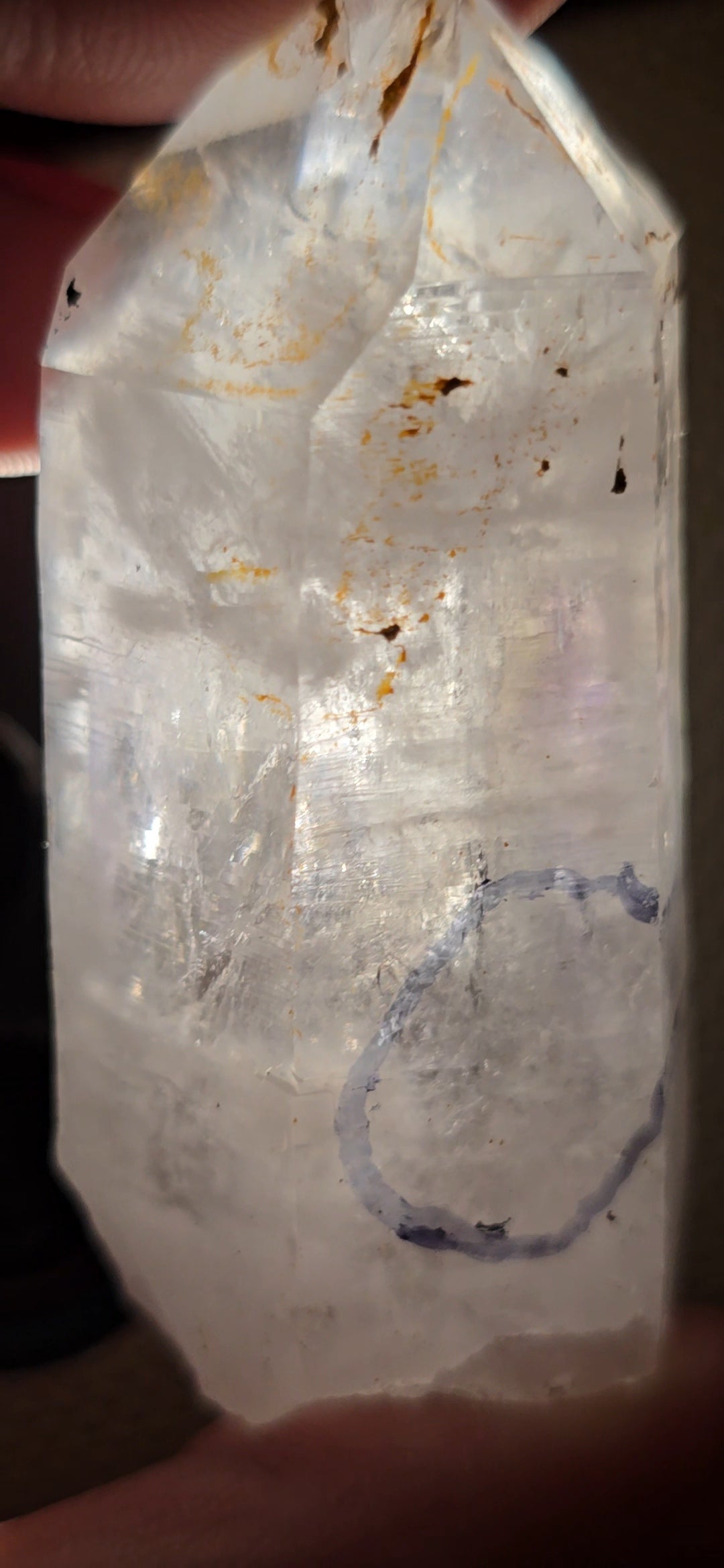 Brandberg quartz with multiple moving water bubbles (enhydro/fluid inclusions) from Brandberg, Namibia