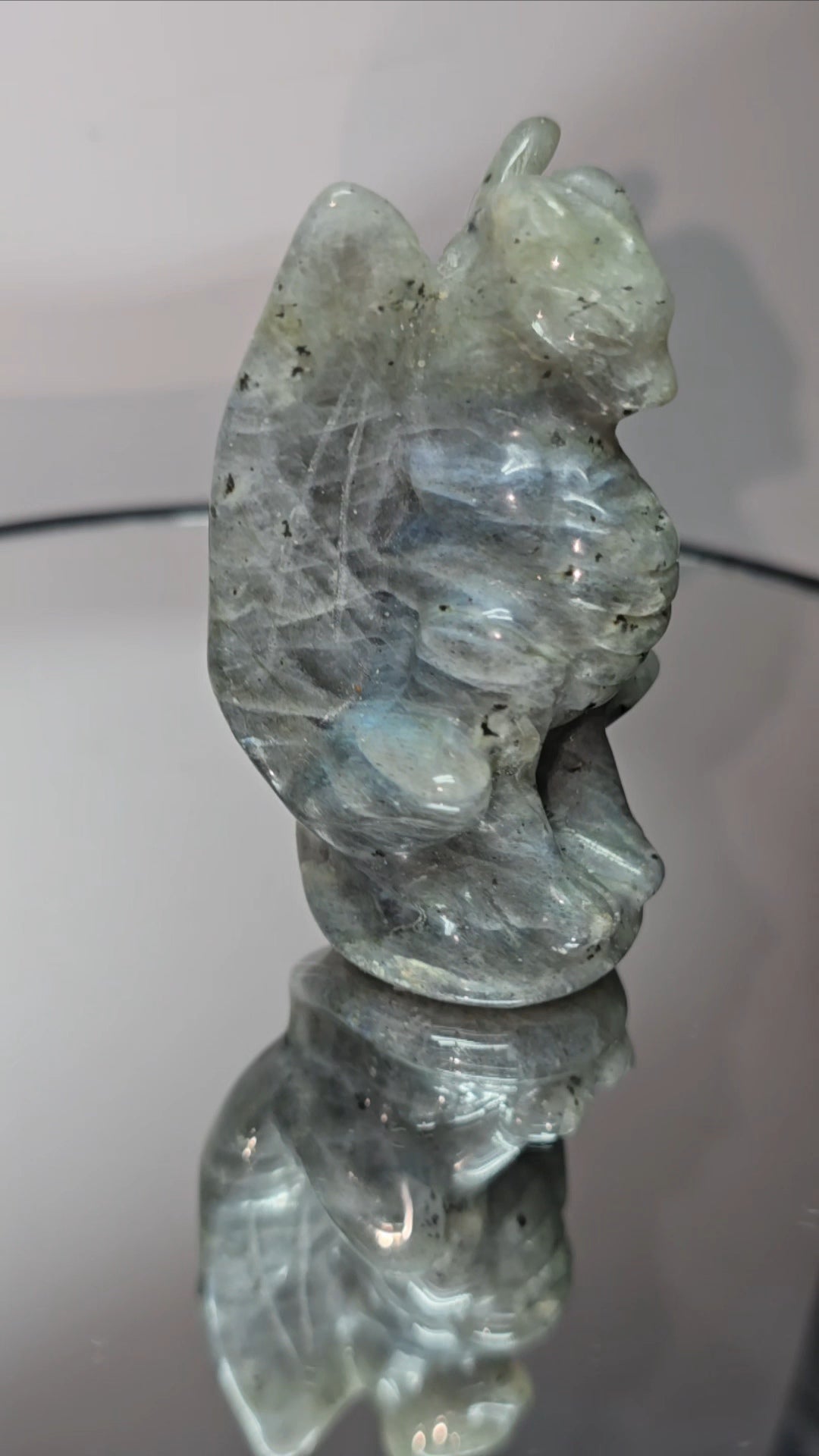 Crystal carving Sitting Dragon labradorite carving