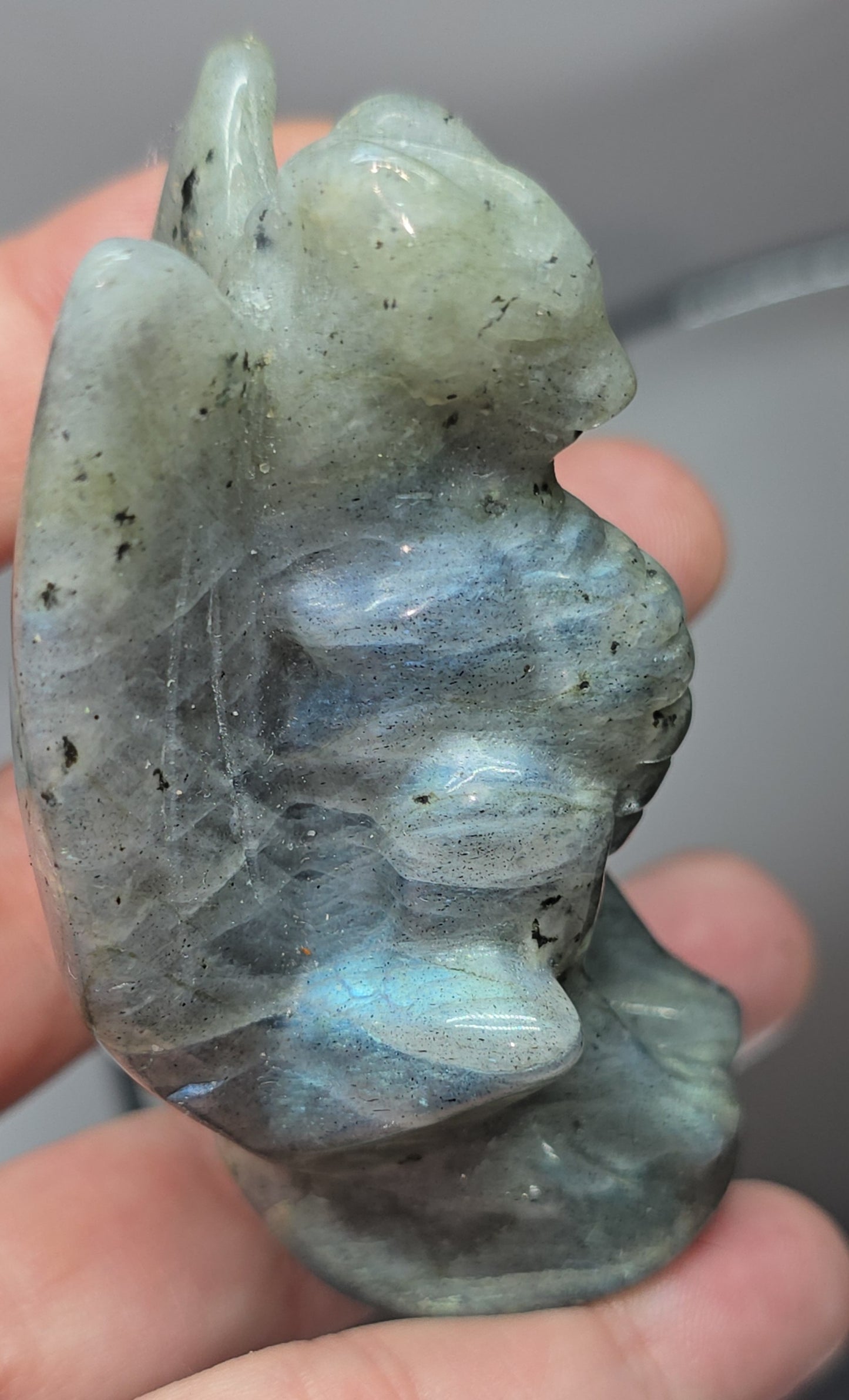 Crystal carving Sitting Dragon labradorite carving