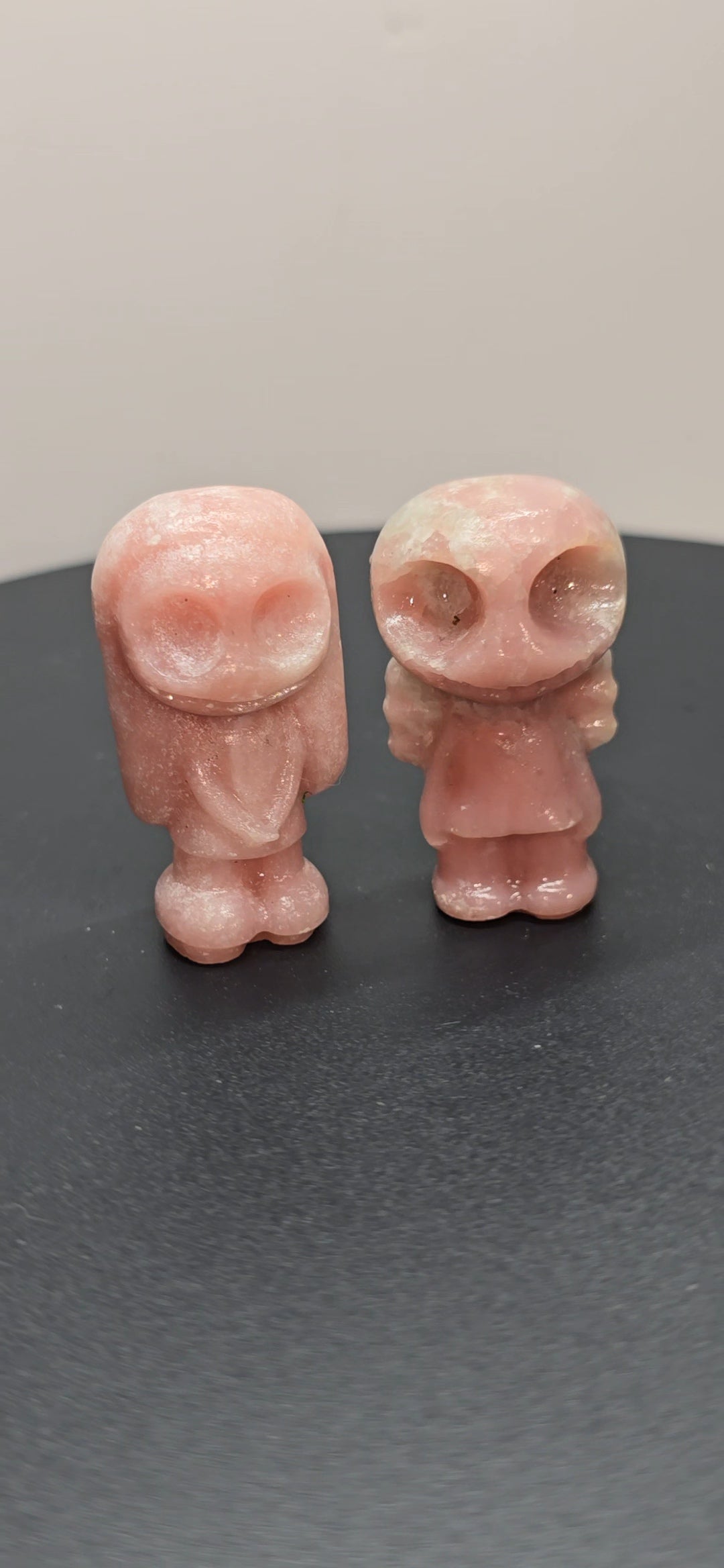 Pink opal couple pair carving