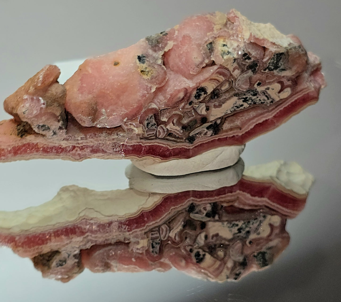rhodochrosite stalactite slice polished 2 sided from Argentina