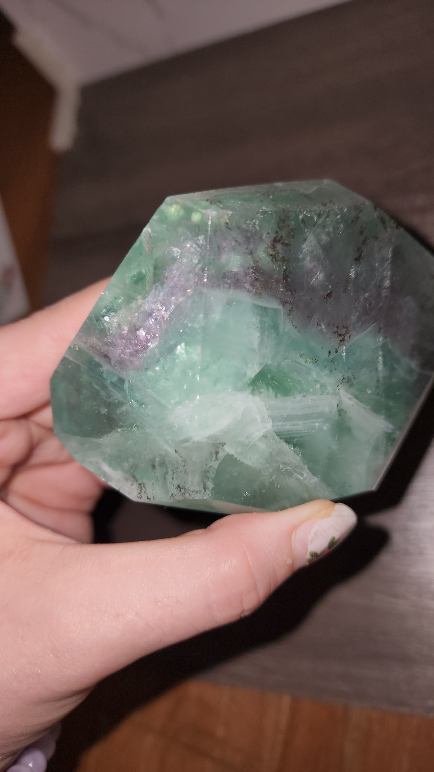 Dendritic fluorite with rainbows large