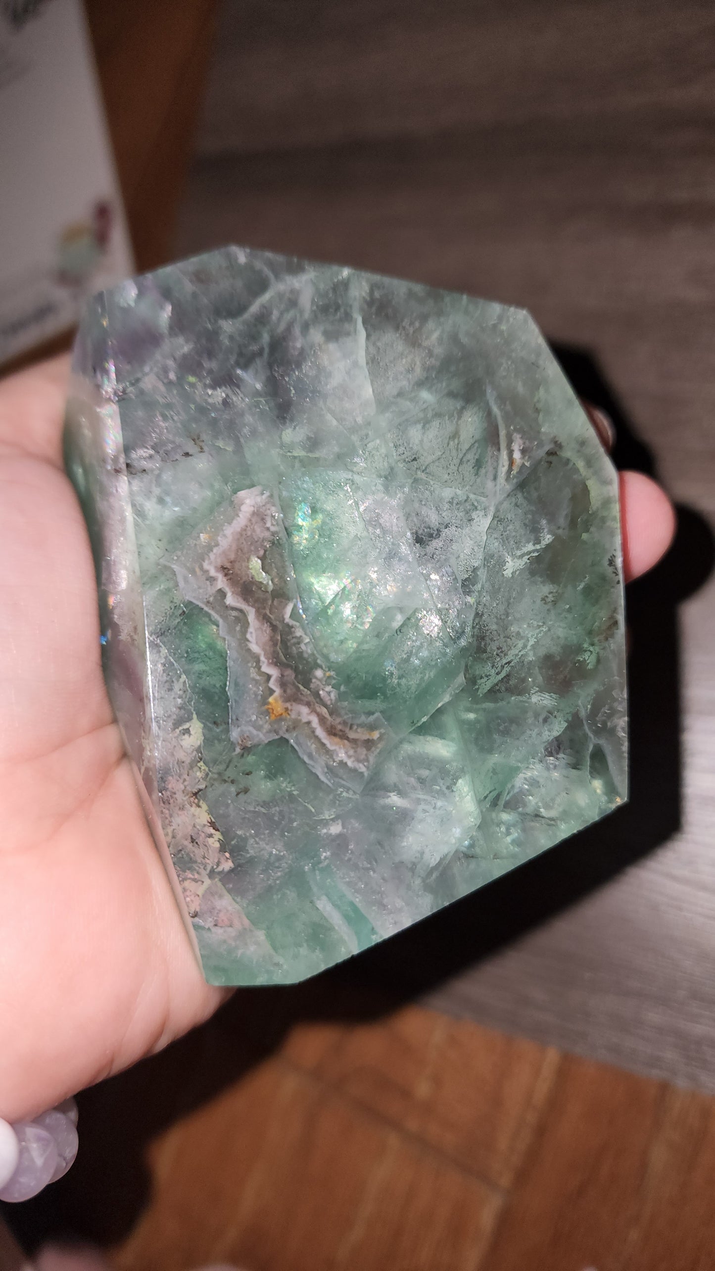 Dendritic fluorite with rainbows large