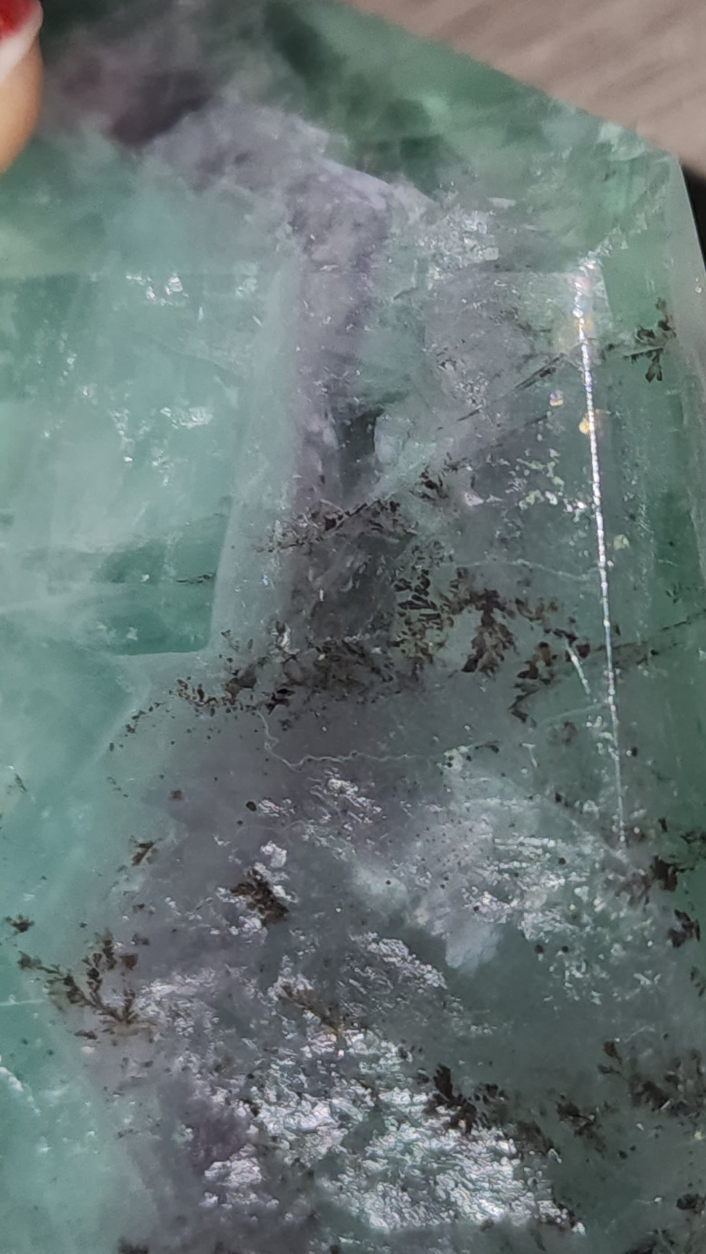 Dendritic fluorite with rainbows large