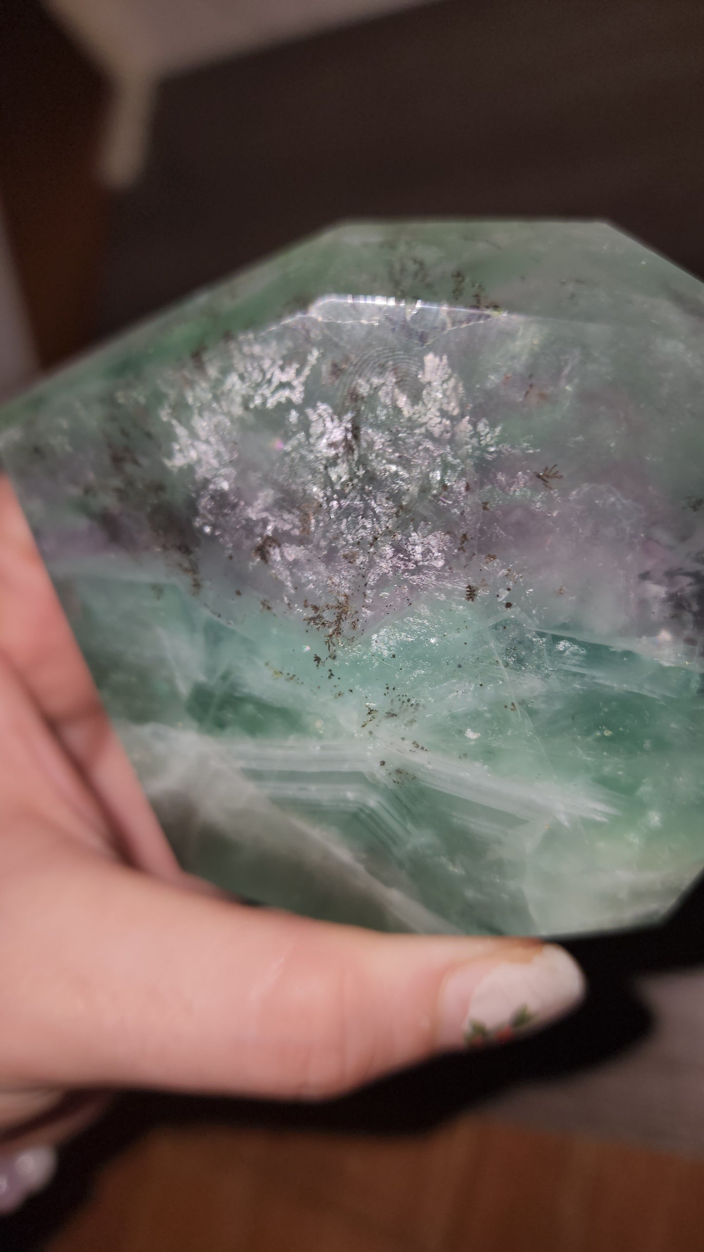 Dendritic fluorite with rainbows large