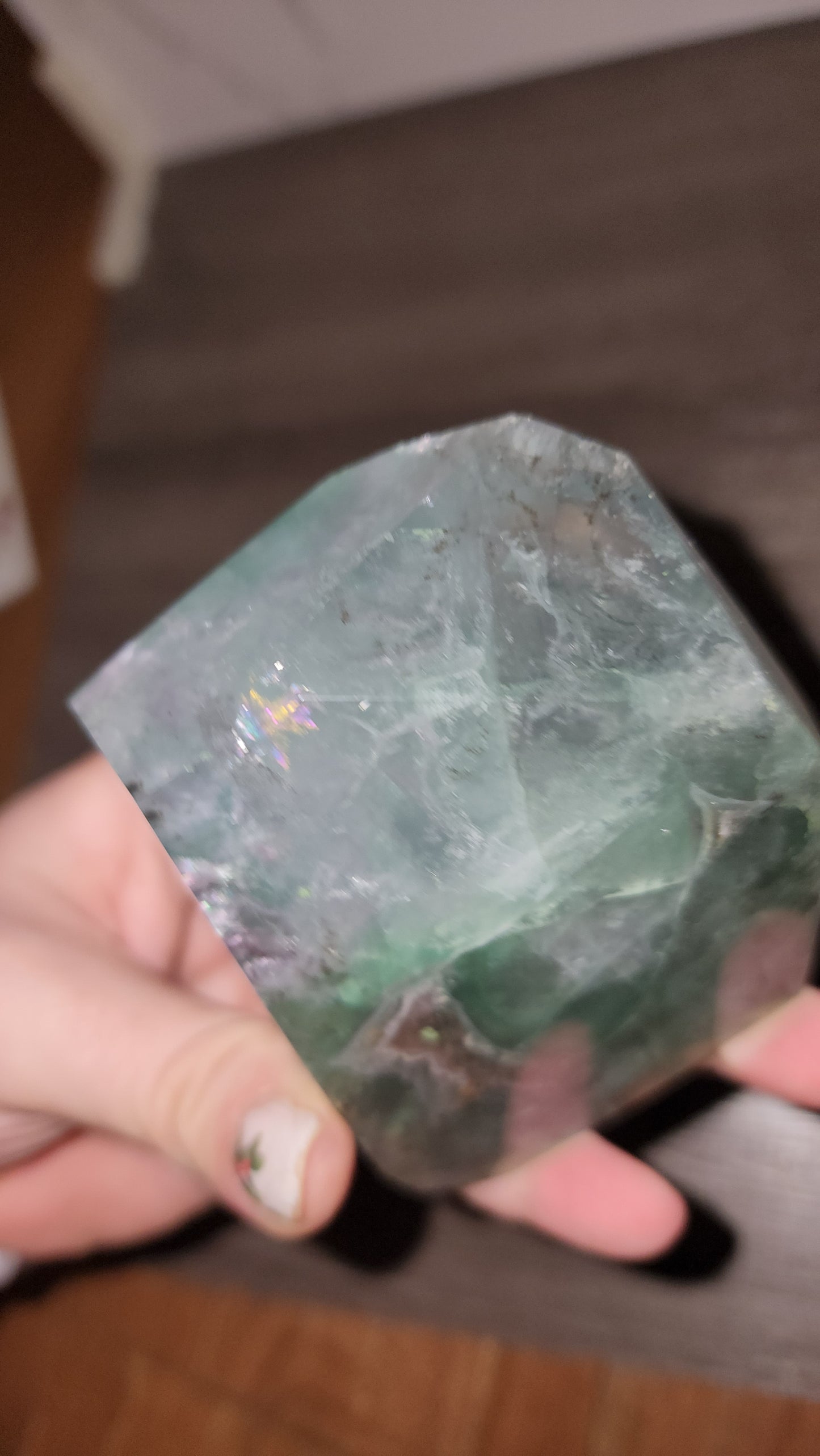 Dendritic fluorite with rainbows large