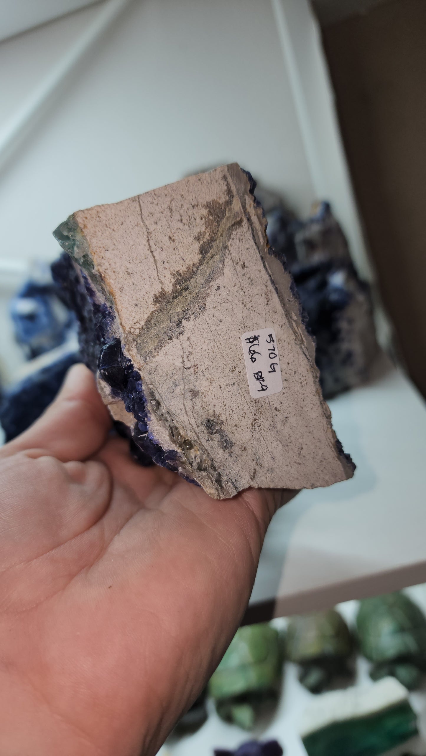 Colorful "blueberry" Fluorite on Quartz from Inner Mongolia China