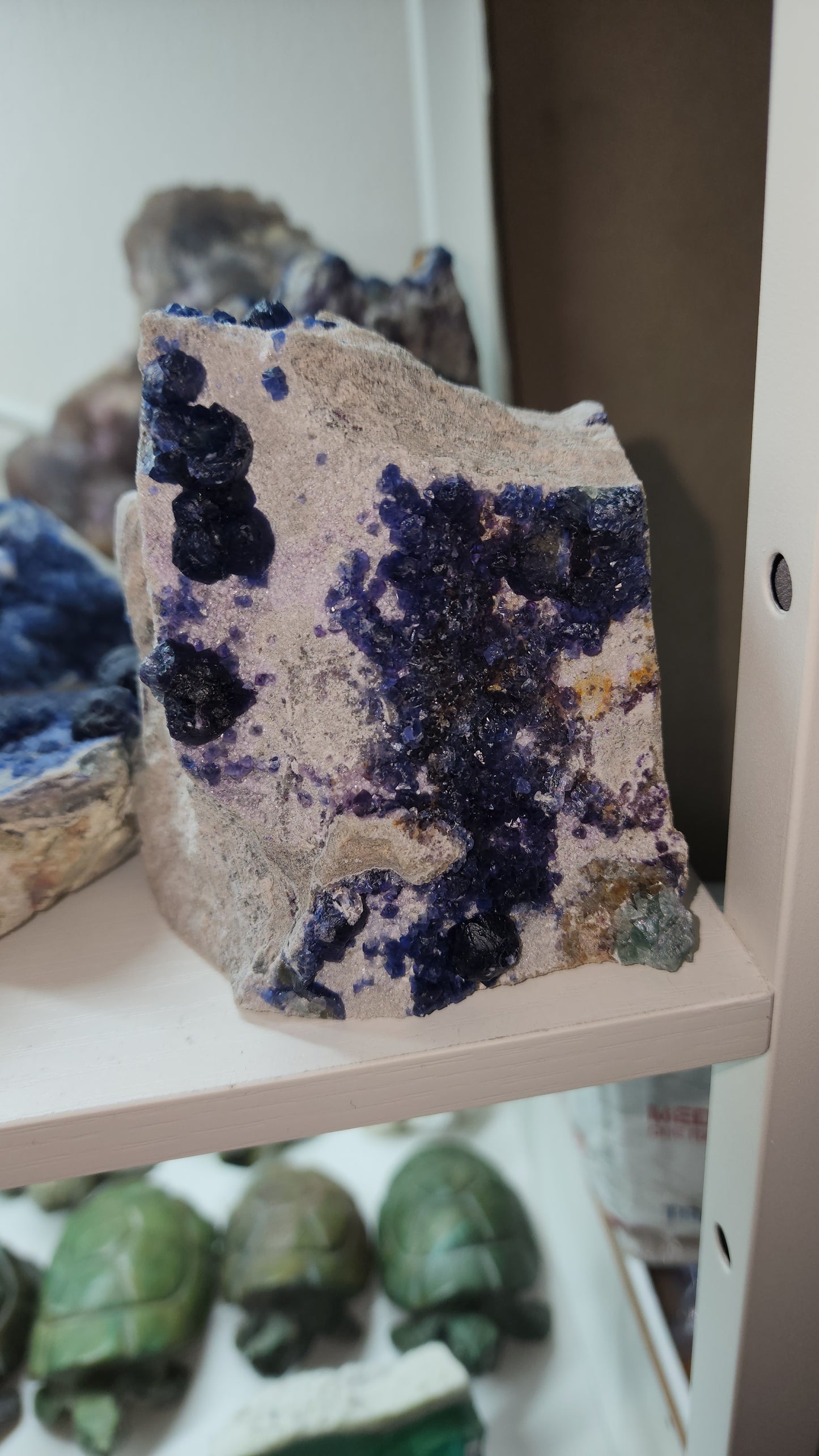 Colorful "blueberry" Fluorite on Quartz from Inner Mongolia China