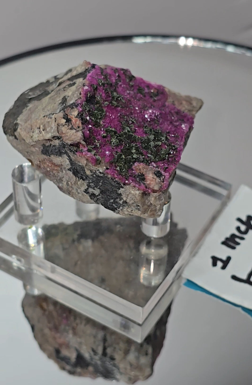 Pink Salrose Cobaltion Dolomite Specimen, From Kakanda, Congo. With green velvet Malachite