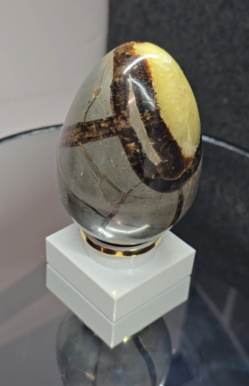 Septarian mud bubble crystal fossil polished eggs