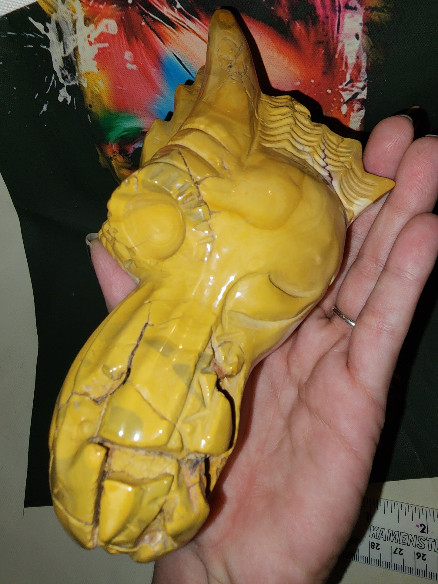 Mookaite jasper dragon head skull