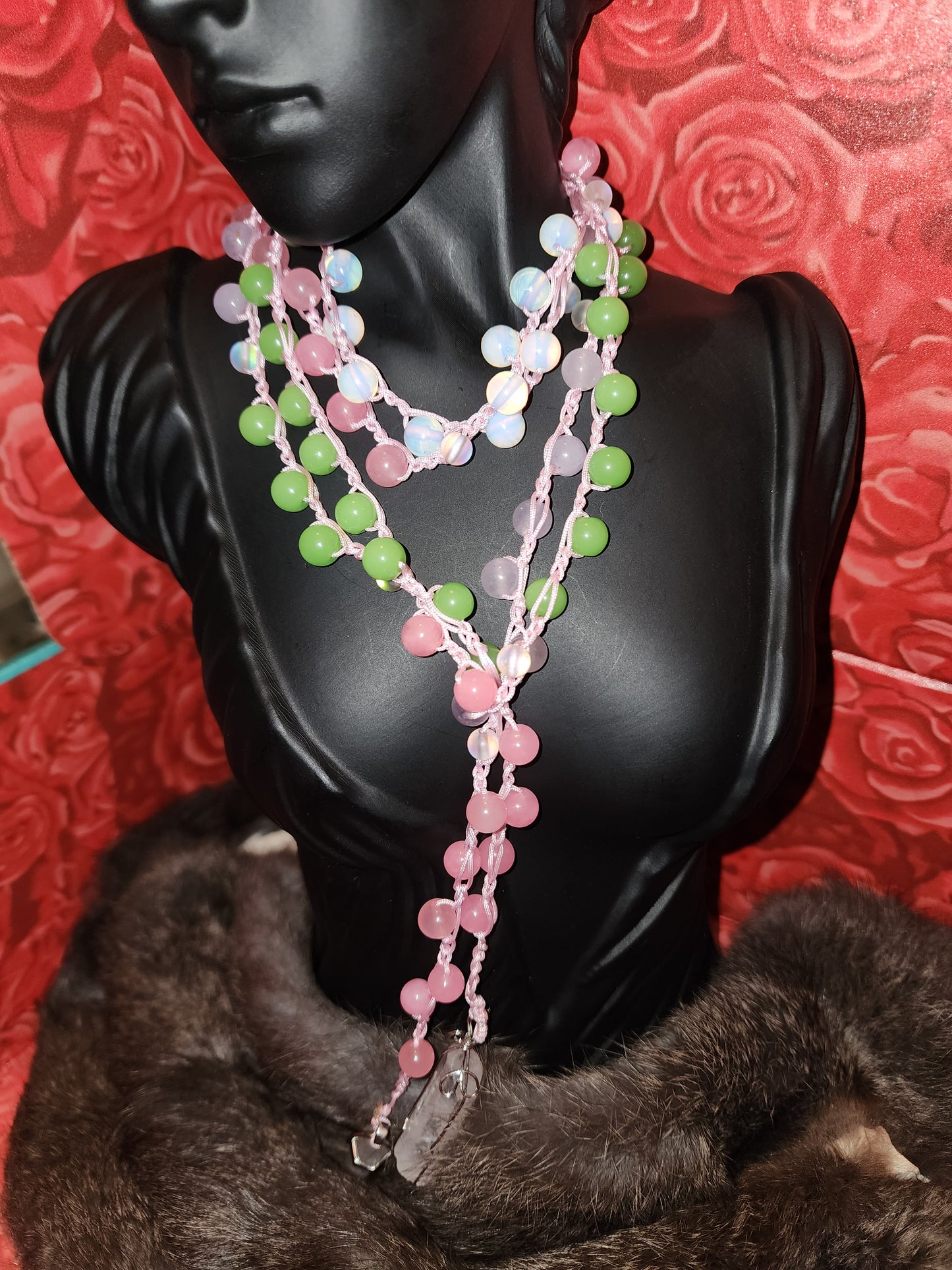 Momma's crystal mix necklace/ body boho wrap