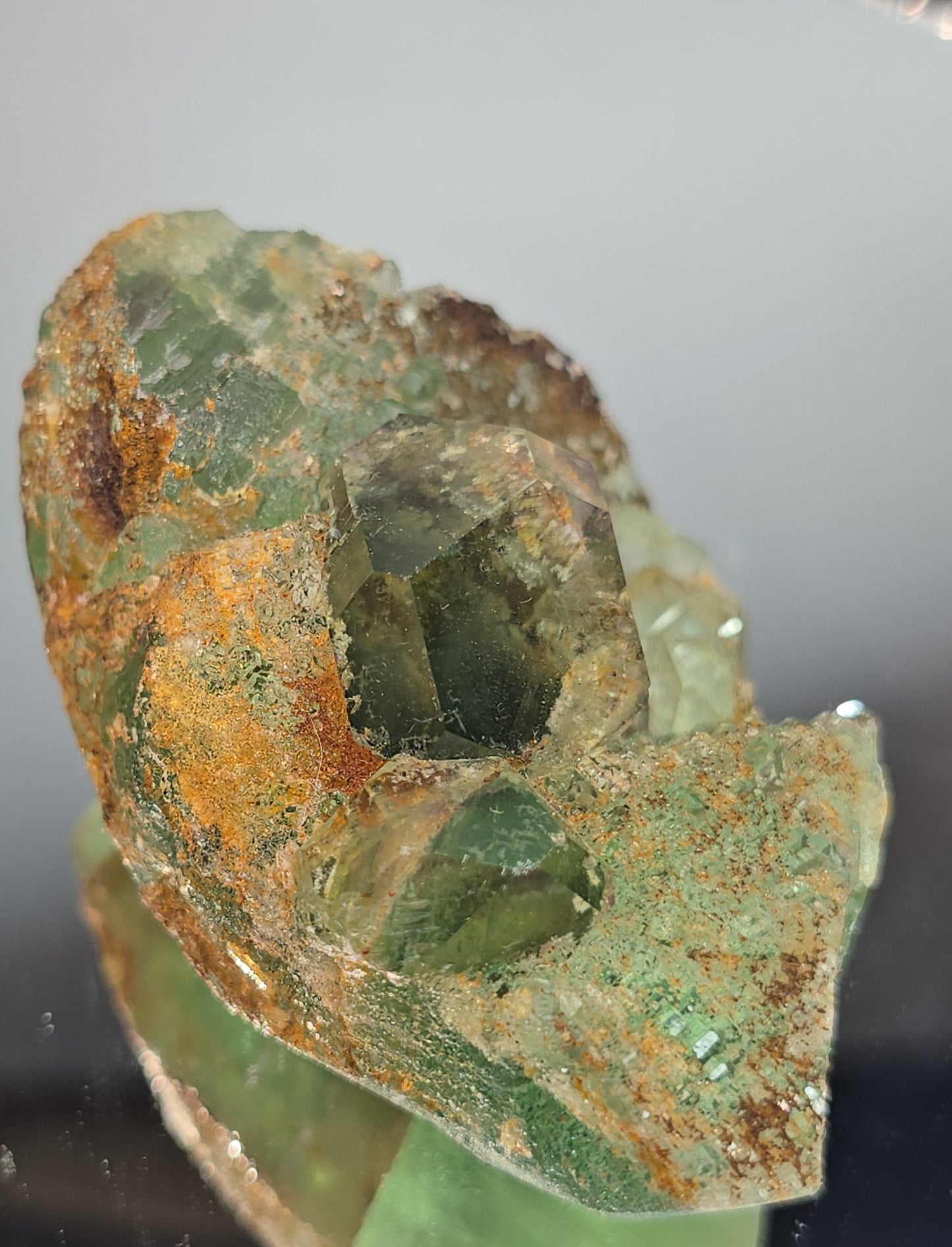 Stepped Green Fluorite  with phantoms from - Xia Yang Mine in Quanzhou, Fujian Province, China