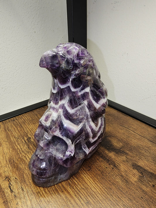Amethyst eagle on crystal skull