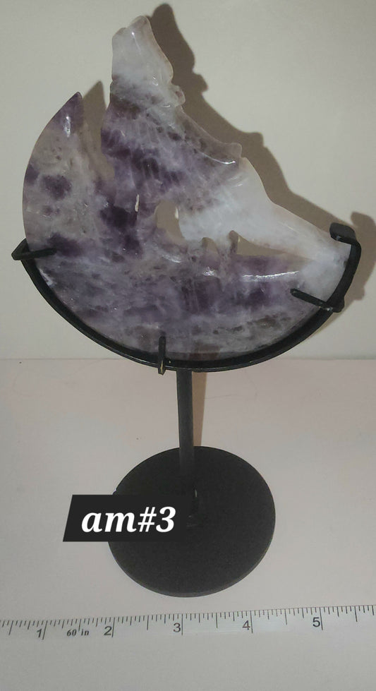 Crystal Wolf on moon with custom stand