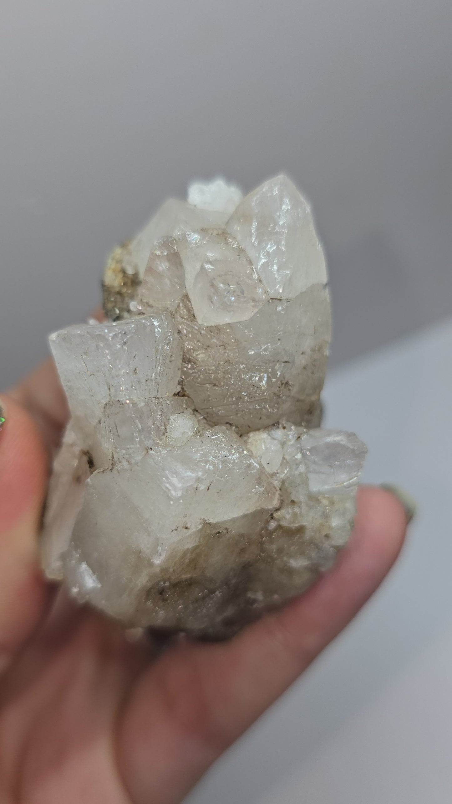 Drusy Quartz Coated Calcite (Fluorescent Peach) quartz Alberts Mountain, Lesotho- some with Phosphorescent mineral.(pseudomorph)