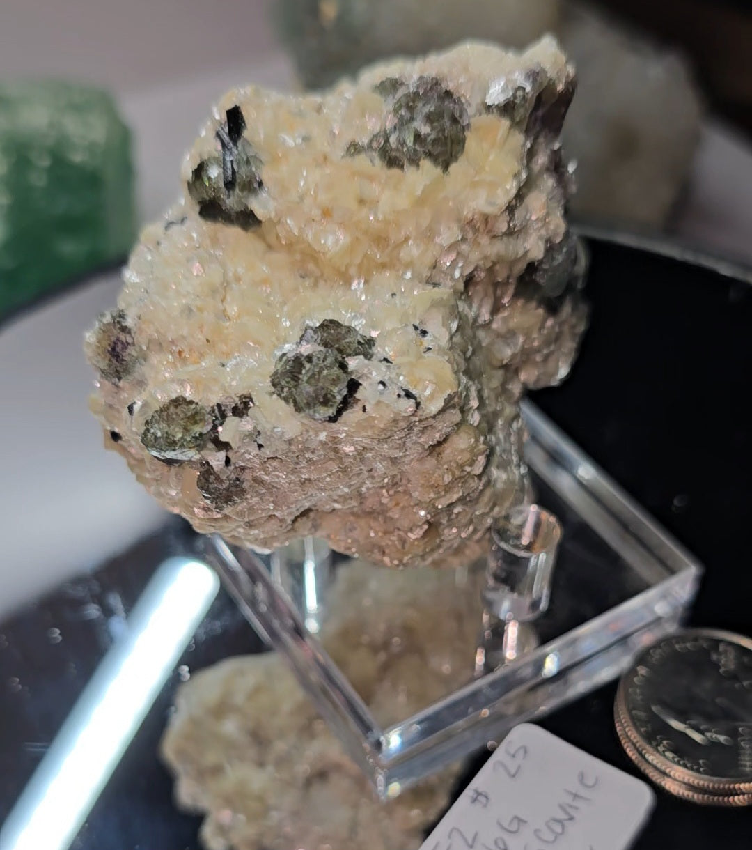 Fluorite on yellow Muscovite matrix from Namibia