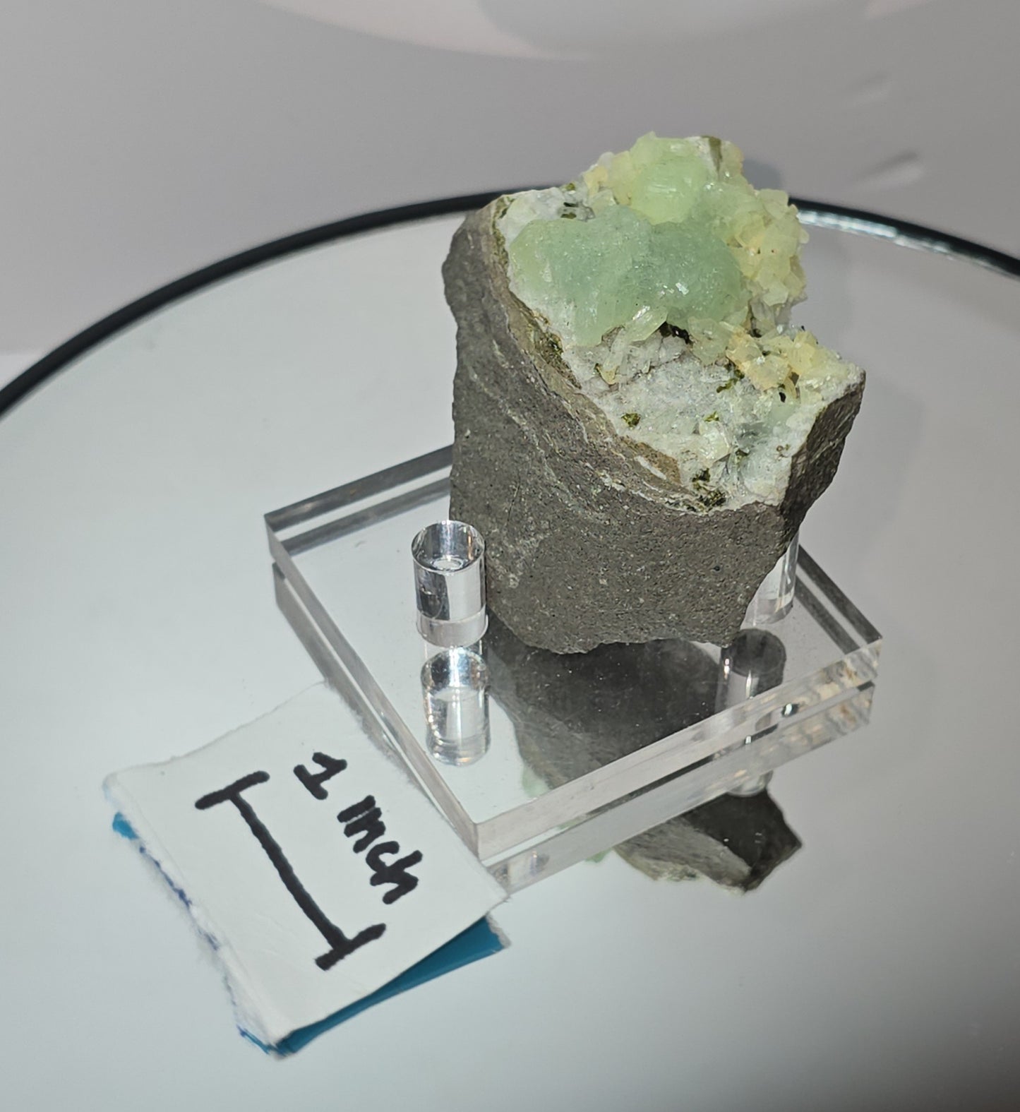 Prehnite with Calcite Specimen, From Gobobosebberge Mnt, Namibia
