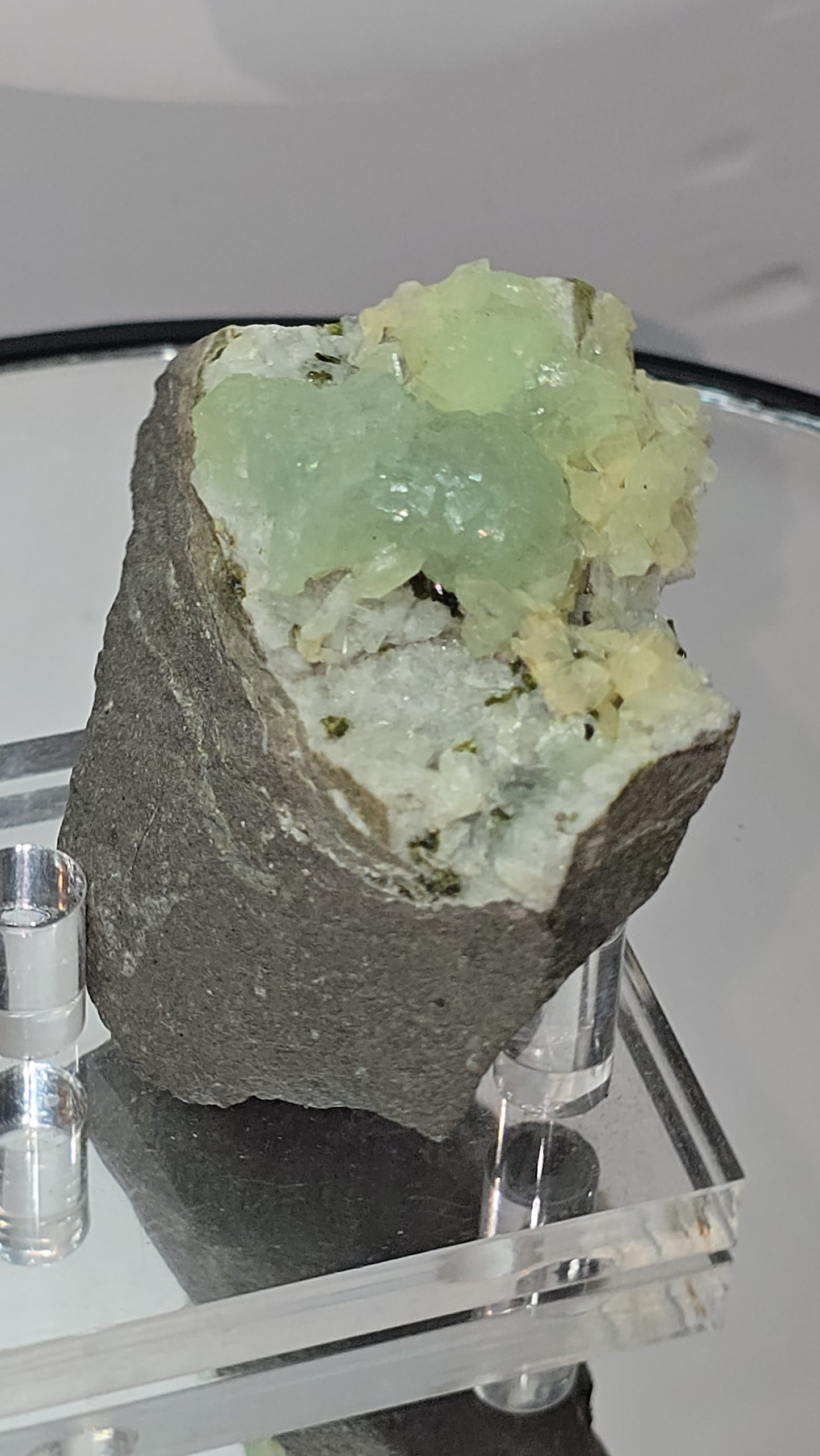 Prehnite with Calcite Specimen, From Gobobosebberge Mnt, Namibia