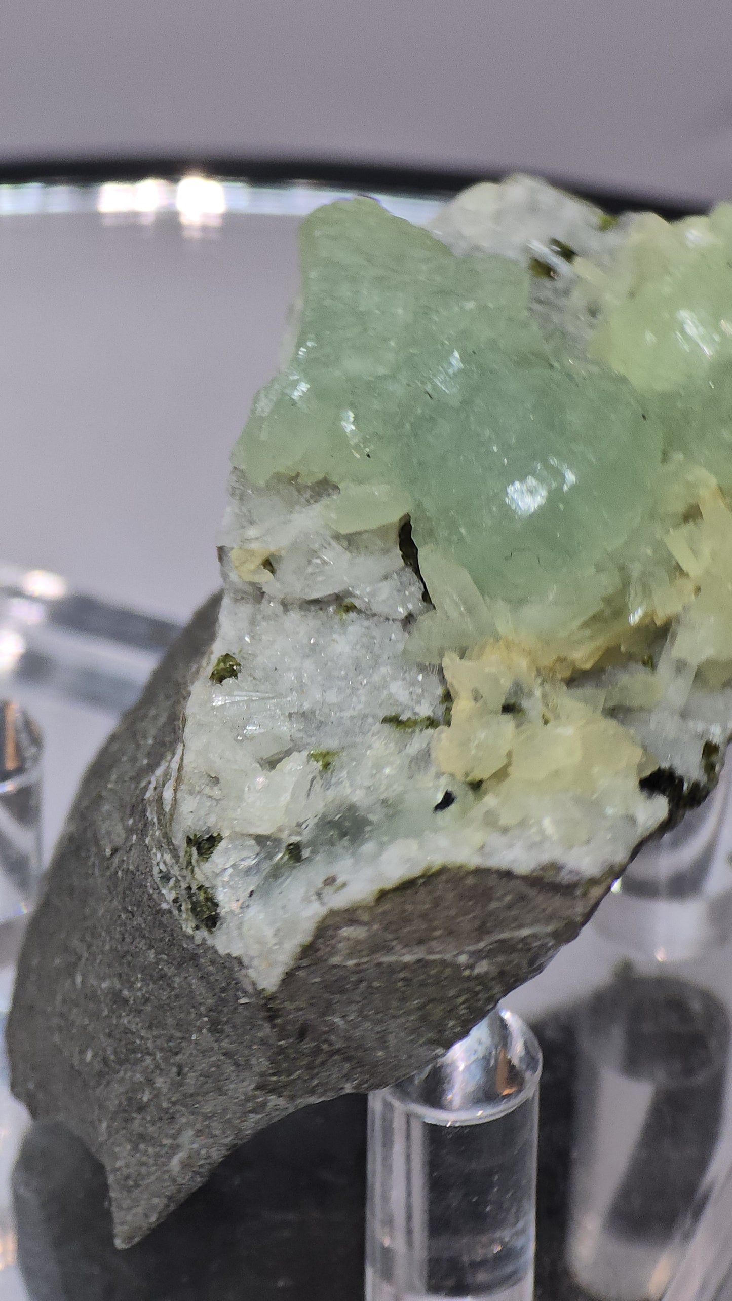Prehnite with Calcite Specimen, From Gobobosebberge Mnt, Namibia