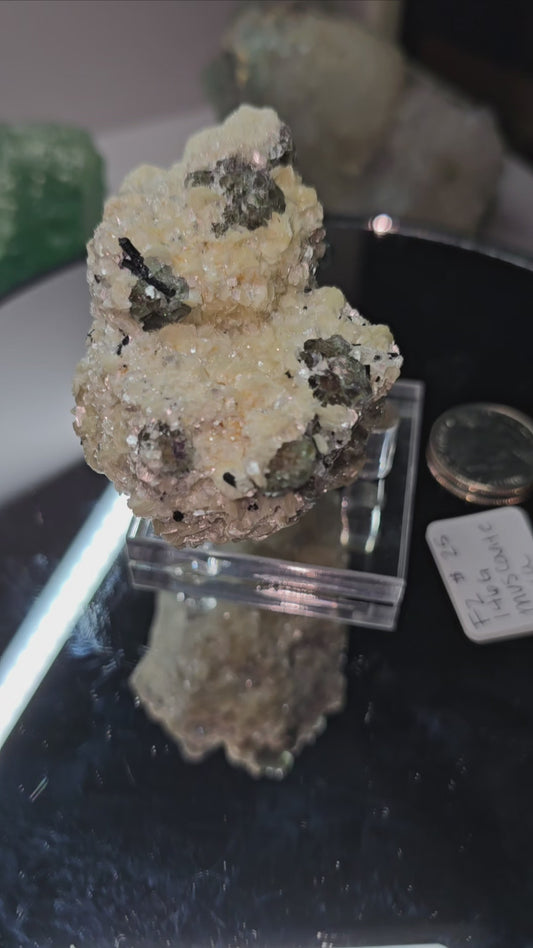 Fluorite on yellow Muscovite matrix from Namibia
