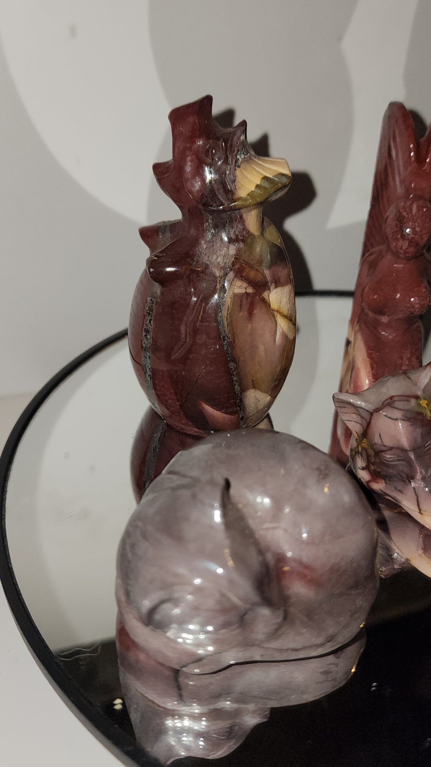 Mookaite carvings