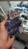 Colorful "blueberry" Fluorite on Quartz with iron
