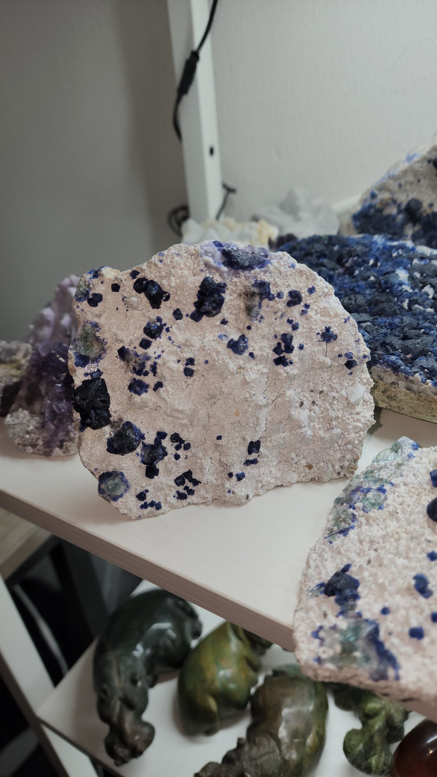 Colorful "blueberry" like Fluorite on quartz