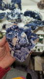 Self standing blue "blueberry" Fluorite on Quartz