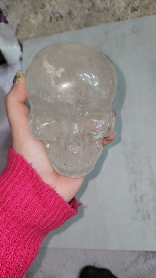 Clear quartz crystal skull