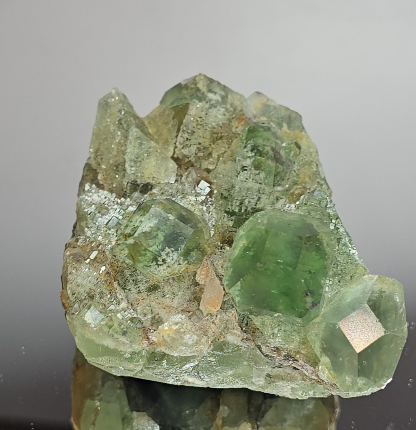 Stepped Green Fluorite  with phantoms from - Xia Yang Mine in Quanzhou, Fujian Province, China