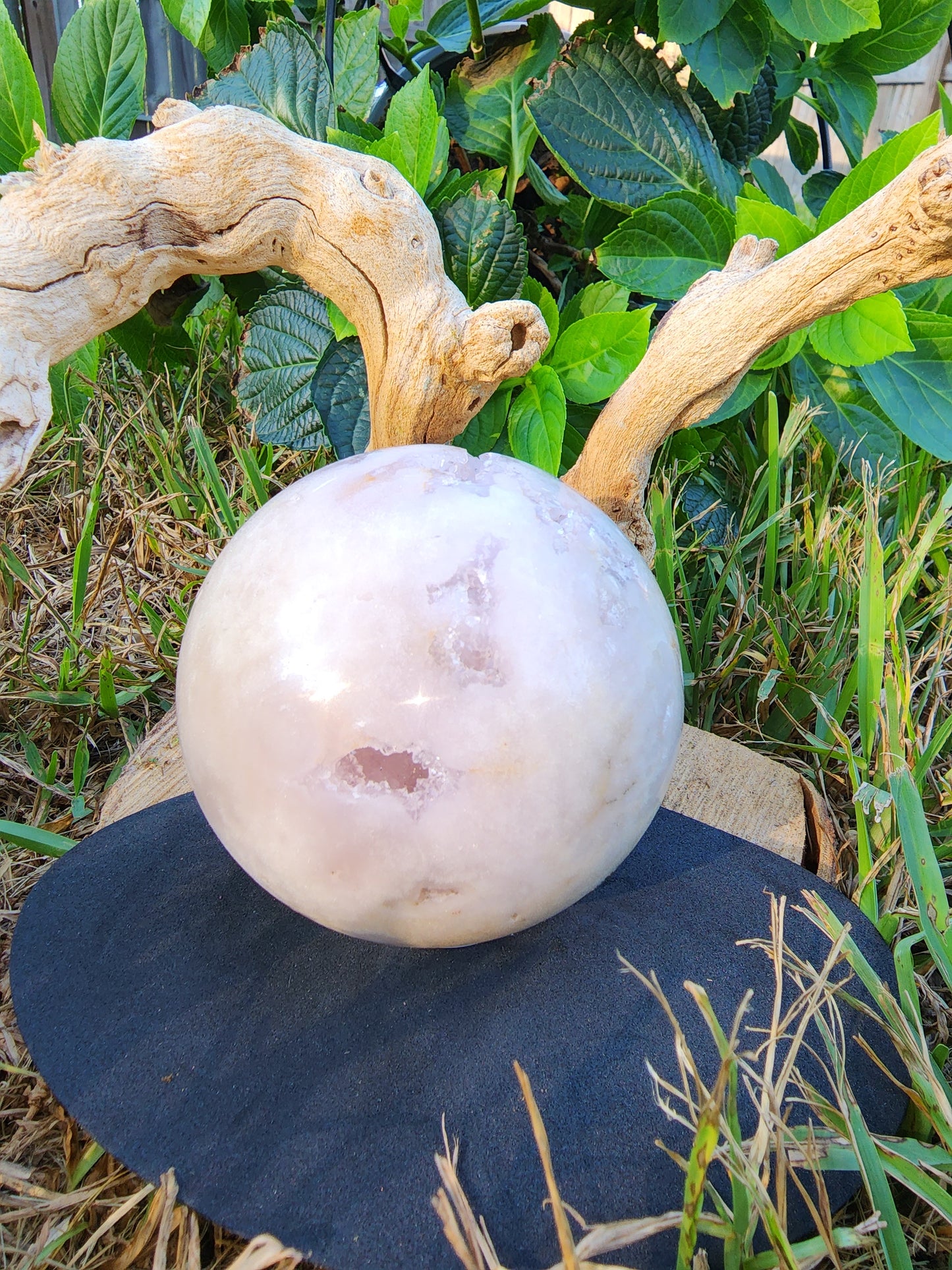 Pink amethyst flower sphere