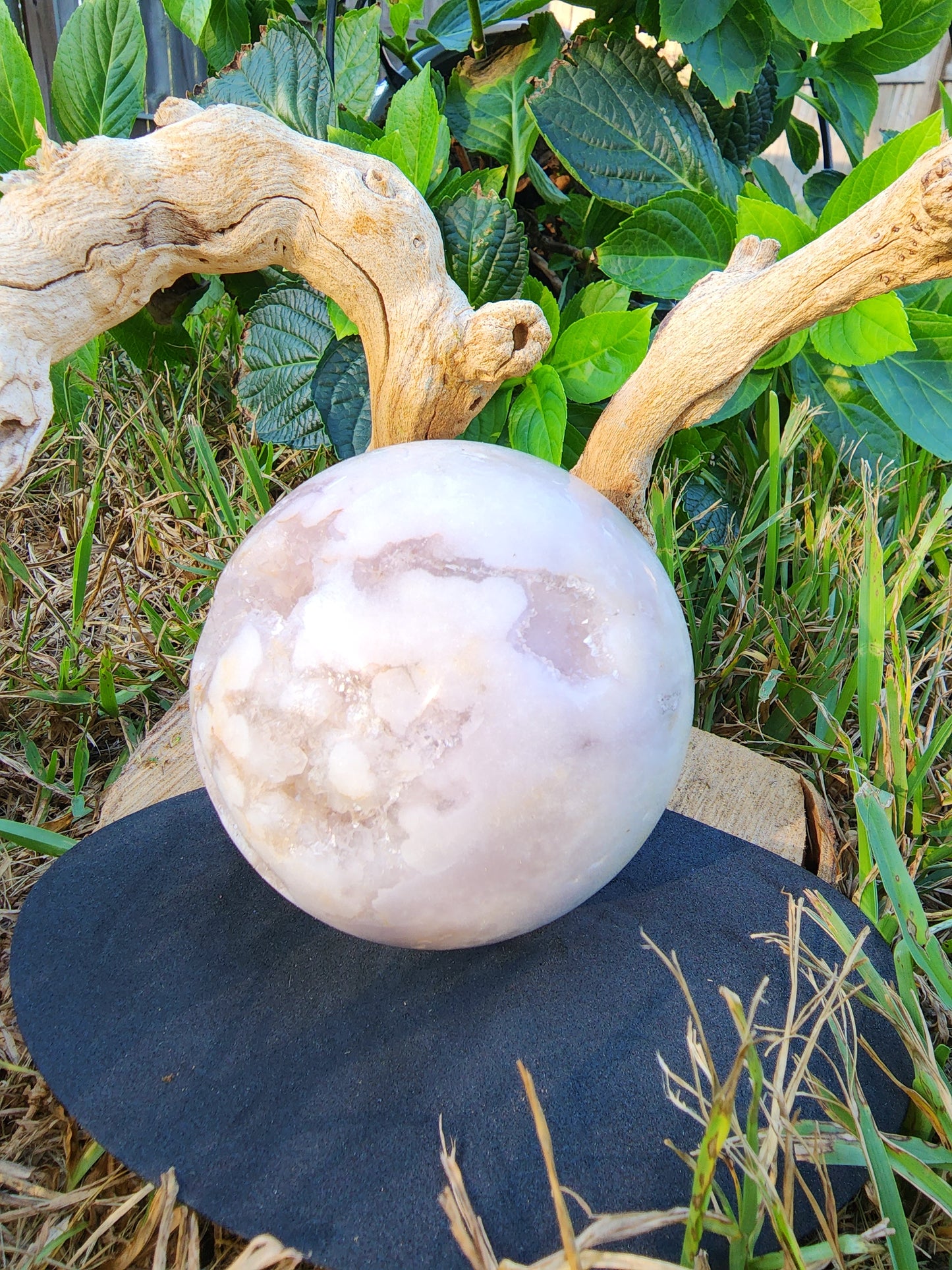Pink amethyst flower sphere